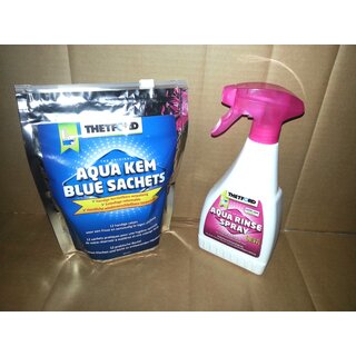 Orig.Aqua Kem Blue Sachets + Rinse Spray + Aqua Soft Papier 3er Set  Camping WC
