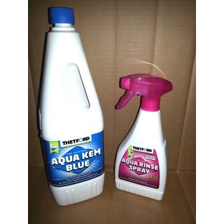 Thetford Aqua Kem Blue 2 L + Aqua Rinse Spray 500ml  2er Set fr Camping WC