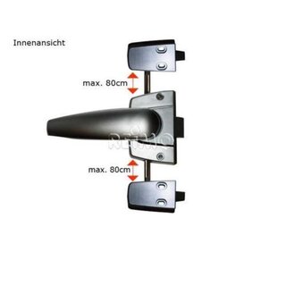 Toiletten-Türschloss 3 - Punkt - Verriegelung silber glänzend, Wohnmobil, Caravan, Boot