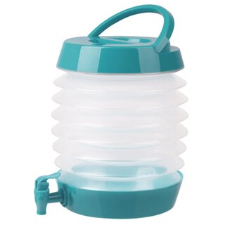 Faltbarer Wasserkanister mit Zapfhahn, 5,5 Liter l, rund, lebensmittelecht, Farbe petrol